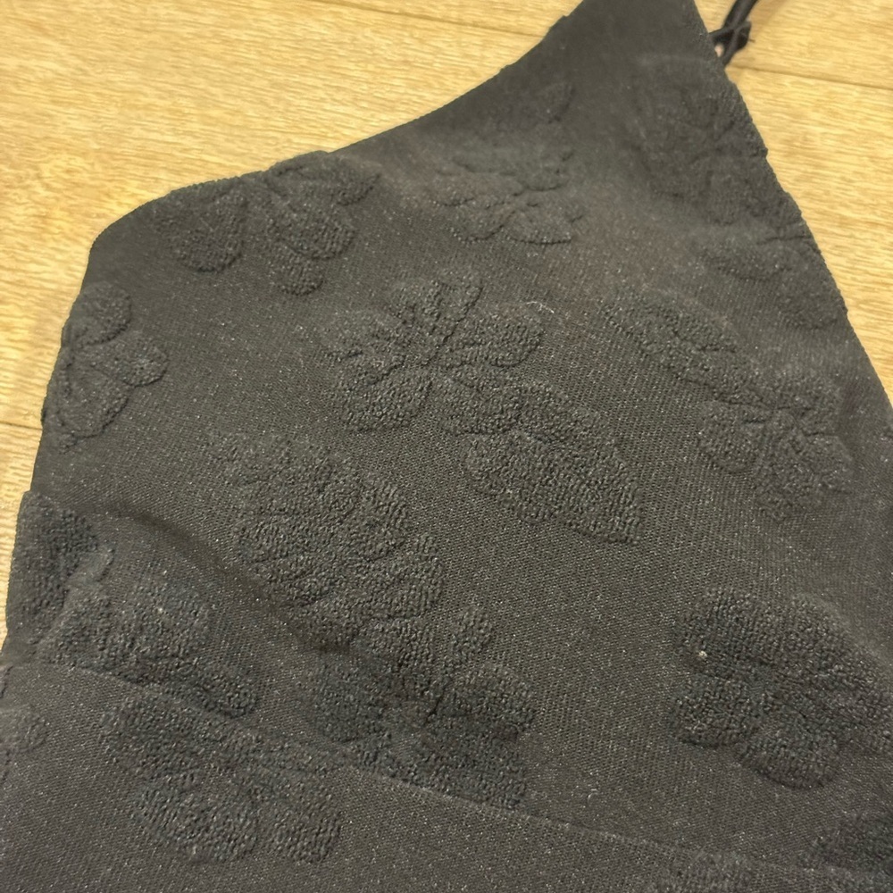 Seamolly Terry Cloth Floral Jacquard Cut Out Rhinestones Decore Tankini Black - Picture 4 of 6